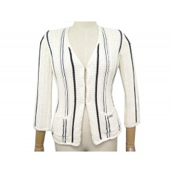 NEUF PULL CHANEL GILET M 38 EN COTON & CACHEMIRE CREME NEW SWEATER 3600€