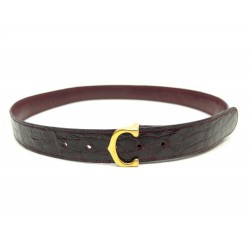 CEINTURE MUST DE CARTIER REVERSIBLE T80 CUIR CROCO BORDEAUX LEATHER BELT 1860€