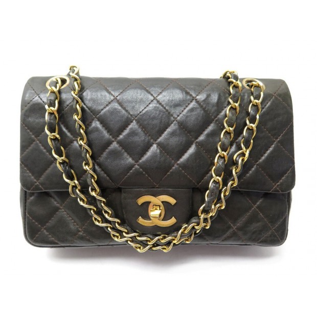 VINTAGE SAC A MAIN CHANEL CLASSIQUE TIMELESS PM CUIR MATELASSE MARRON BAG 7750€