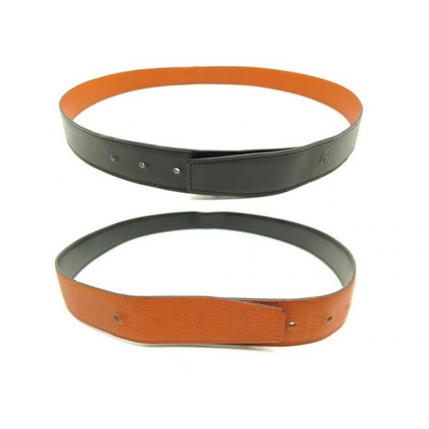 CEINTURE HERMES LIEN REVERSIBLE 32MM T80 EN CUIR ORANGE & NOIR LEATHER BELT 375€