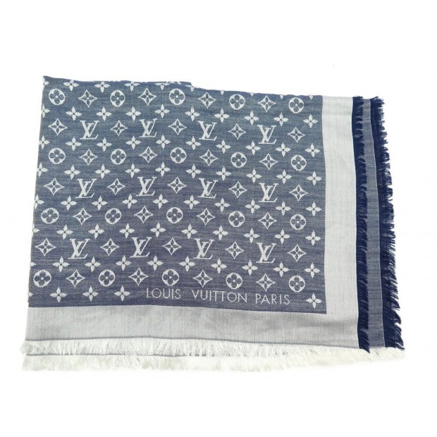 Louis Vuitton Blue X-Ray Chale Monogram Silk & Wool Shawl Louis Vuitton