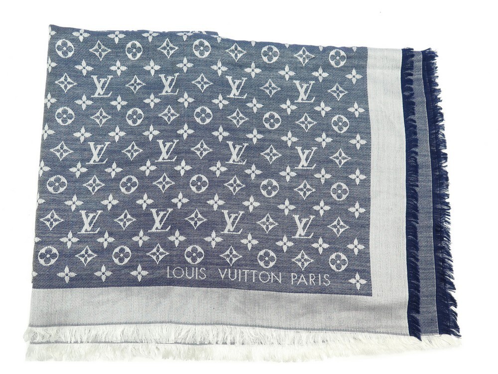 Louis Vuitton CHALE MONOGRAM DENIM BLACK NEW Silk Wool ref.160693