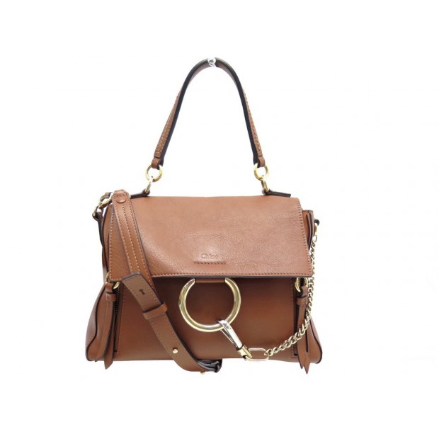 SAC A MAIN CHLOE FAYE DAY PM EN CUIR MARRON BANDOULIERE LEATHER HAND BAG 1450€