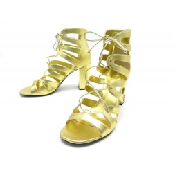 NEUF CHAUSSURES YVES SAINT LAURENT SANDALES BABIES 38.5 CUIR DORE BOITE 790€