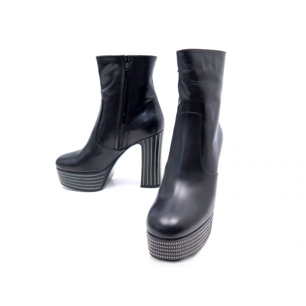 NEUF CHAUSSURES YVES SAINT LAURENT BOTTINES CANDY 39 EN CUIR NOIR NEW BOOTS 845€