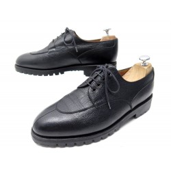 CHAUSSURES JM WESTON 595 DERBY DEMI CHASSE 8.5E 42.5 LARGE CUIR NOIR SHOES 650€