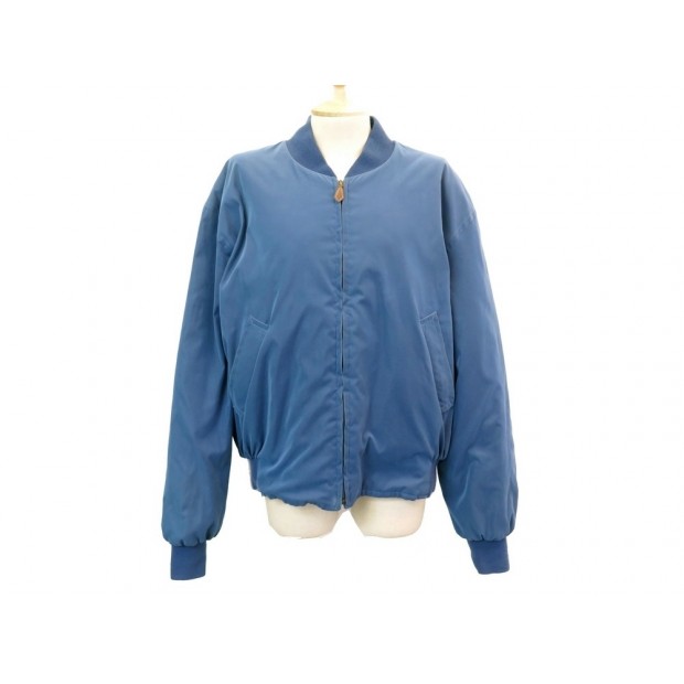 VINTAGE VESTE HERMES BLOUSON BOMBER ECHECS 2 PIERRE PERON 54 L BLEU JACKET 3250€