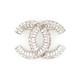 NEUF BROCHE CHANEL LOGO CC & STRASS A63085 EN METAL ARGENTE NEW BROOCH 580€