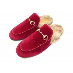 NEUF CHAUSSURES GUCCI MULES PRINCETOWN 36 IT 37 FR MOCASSINS FOURRES DAIM 795€