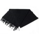 ECHARPE HERMES UNIE BRODEE EN CACHEMIRE NOIR A FRANGES BLACK CASHMERE SCARF 430€