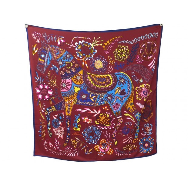 NEUF FOULARD HERMES EN ATTENDANT ULYSSE MANLICK CARRE 140 SOIE BOITE SCARF 800€