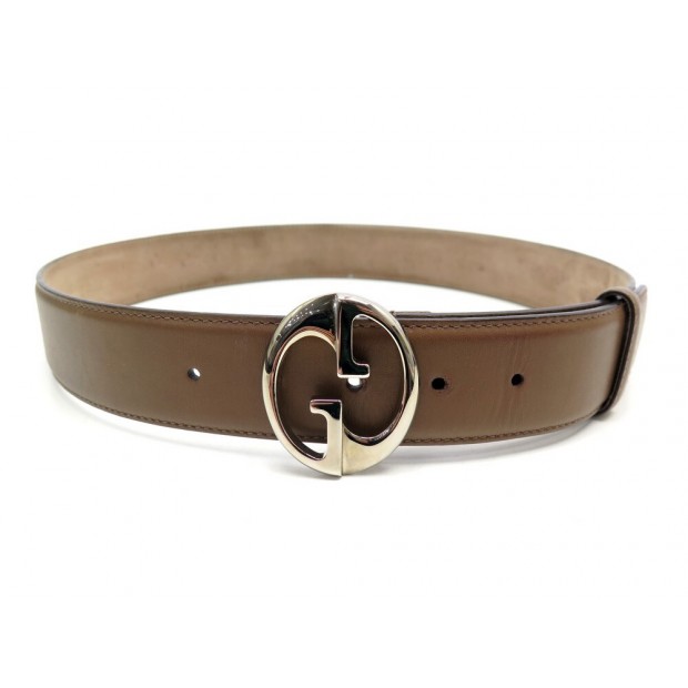 CEINTURE GUCCI BOUCLE GG DORE 362738 TAILLE 85 EN CUIR MARRON LEATHER BELT 395€