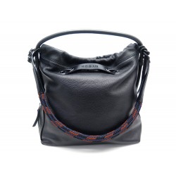 NEUF SAC A MAIN HOGAN CABAS EN CUIR GRAINE NOIR + POCHON LEATHER HAND BAG 415€