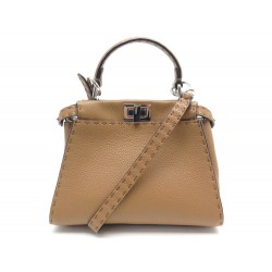 NEUF SAC A MAIN FENDI PEEKABOO MINI 8BN244 CUIR MARRON BANDOULIERE BAG 3400€