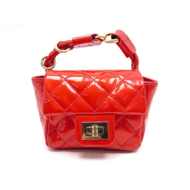 SAC DE CHEVILLE CHANEL MICRO 2.55 CUIR MATELASSE VERNIS ROUGE ANKLE BAG 1750€