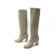 CHAUSSURES BOTTES CHANEL A TALON LOGO CC 37 EN DAIM BEIGE SUEDE BOOTS 1800€