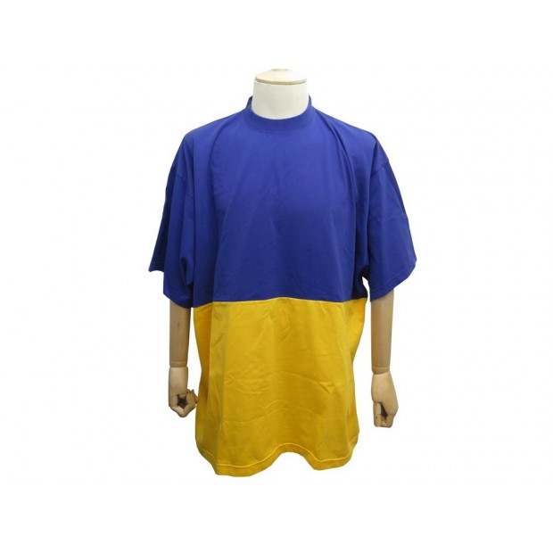 NEUF TSHIRT BALENCIAGA FW22 SHOW INVITE UKRAINE XL 46 EN TISSU BLEU ET JAUNE NEW