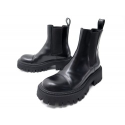 NEUF CHAUSSURES BOTTINES BALENCIAGA 40 TRACTOR BOOTIE L20 636599 CUIR NOIR 795€