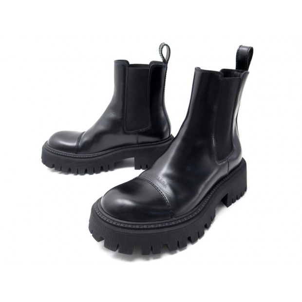 NEUF CHAUSSURES BOTTINES BALENCIAGA 40 TRACTOR BOOTIE L20 636599 CUIR NOIR 795€