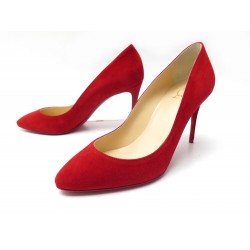 NEUF CHAUSSURES CHRISTIAN LOUBOUTIN 38.5 DAIM ROUGE 3180614 + BOITE SHOES 575€