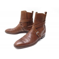 CHAUSSURES HERMES BOTTINES ETRIVIERES 44 CUIR MARRON LEATHER BOOTS SHOES 1180€