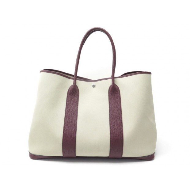 NEUF SAC A MAIN HERMES GARDEN PARTY 49 CM CABAS TOILE CUIR TOTE HAND BAG 3200€