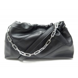 NEUF SAC A MAIN BA&SH JUNE 2H21CFUN BANDOULIERE CUIR GRAINE NOIR HAND BAG 295€