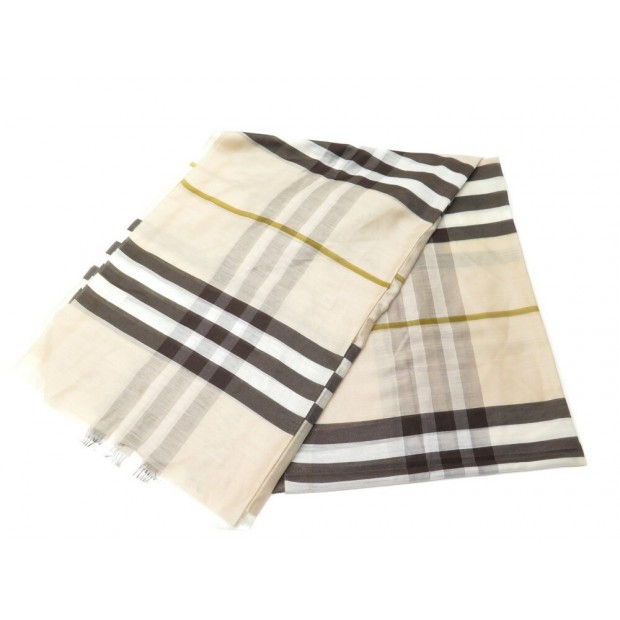 ECHARPE BURBERRY MOTIF TARTAN CHECK EN LAINE & SOIE WOOL SIKL SCARF STOLE