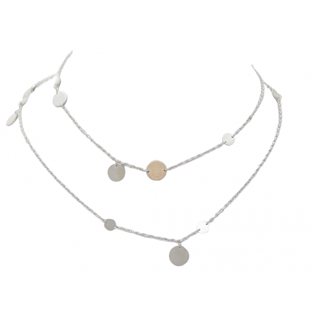 COLLIER HERMES SAUTOIR CONFETTIS 80 CM EN ARGENT & OR ROSE 18K NECKLACE 1100€