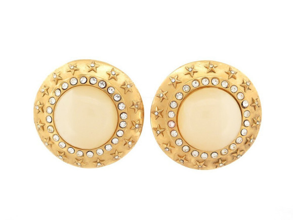  boucles d'oreille clips chanel perles etoile