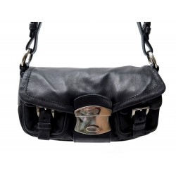 SAC A MAIN PRADA BR2669 EN CUIR ET TOILE NOIR BLACK LEATHER & CANVAS HAND BAG