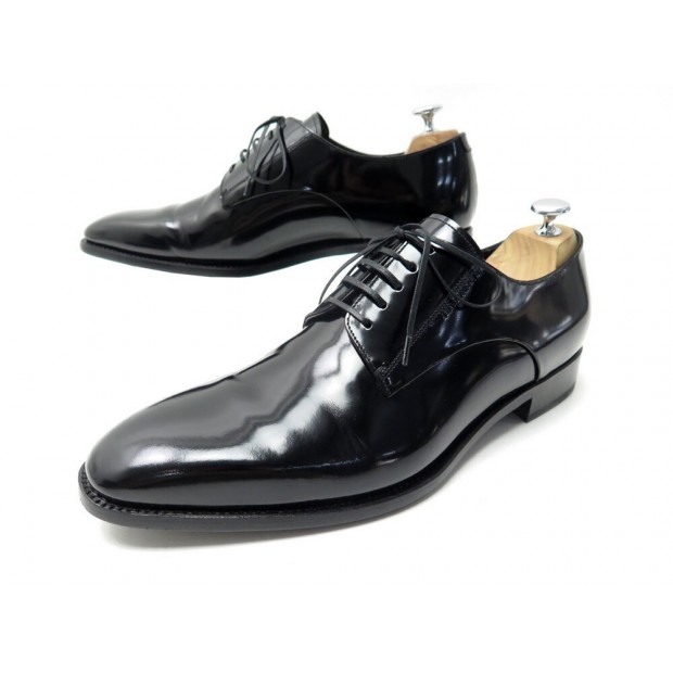 NEUF CHAUSSURES GIVENCHY 44 DERBY EN CUIR VERNI NOIR BLACK LEATHER SHOES 680€