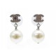 NEUF BOUCLES D'OREILLES CHANEL LOGO CC ET PERLES EN METAL ARGENTE EARRINGS 480€