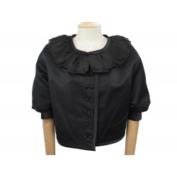 VESTE LOUIS VUITTON BOLERO MANCHES 3/4 EN SOIE NOIR L 42 BLACK SILK JACKET 2500€