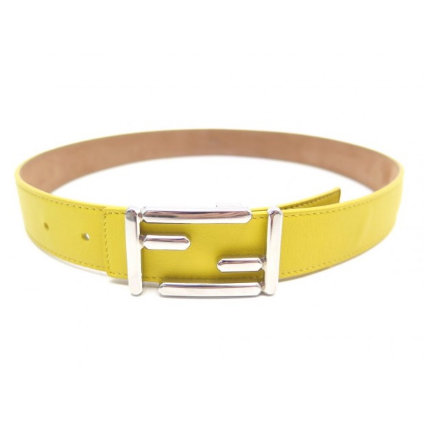 CEINTURE FENDI 140173206 BOUCLES MOTIF F EN CUIR JAUNE T 75 YELLOW BELT 410€