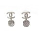 NEUF BOUCLES D'OREILLES CHANEL PAVAGE EN ACIER DORE STRASS NEW GOLDEN EARRINGS