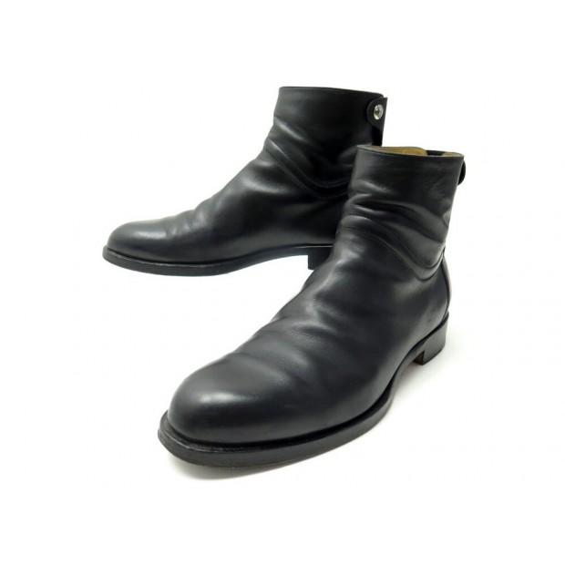 CHAUSSURES HERMES BOTTINES CHELSEA 44 CUIR NOIR CLOU DE SELLE LOW BOOTS 1100€