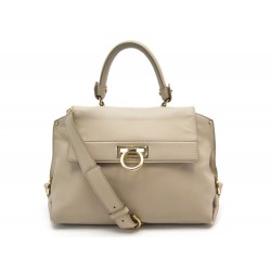 SAC A MAIN SALVATORE FERRAGAMO SOFIA M A896/26 BANDOULIERE CUIR BEIGE BAG 1630€