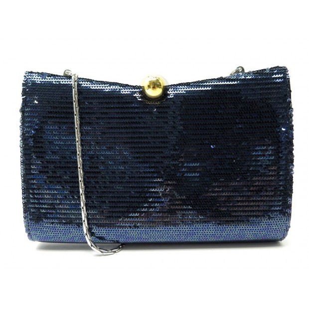 NEUF SAC A MAIN DIOR POCHETTE BANDOULIERE A SEQUINS BLEUS NEW BLUE CLUTCH 1995€