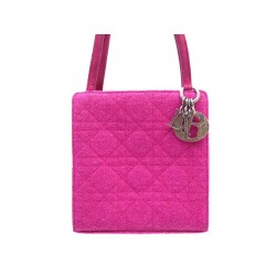 SAC A MAIN DIOR LADY MINI CUIR CANNAGE TWEED ET DAIM ROSE 16.5CM HAND BAG 3200€