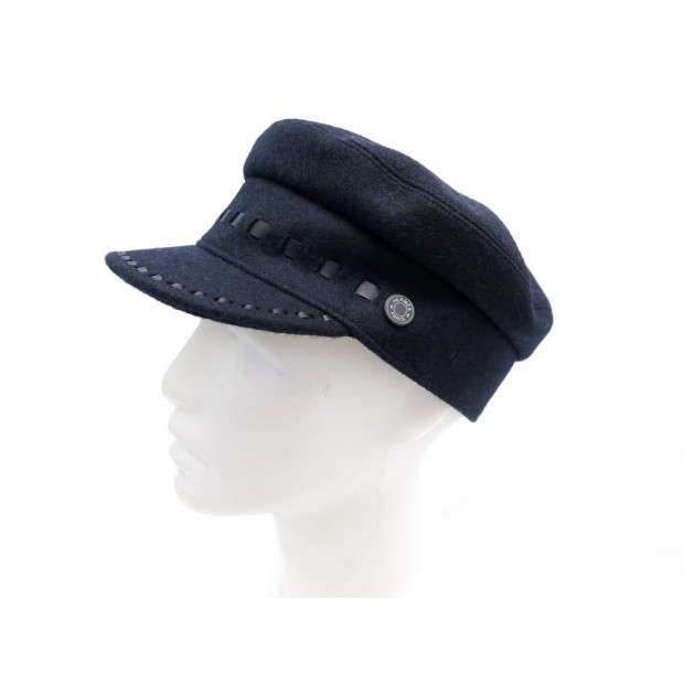 NEUF CASQUETTE HERMES SAINT MALO T57 EN LAINE BLEU MARINE H202020N NEW CAP 790€