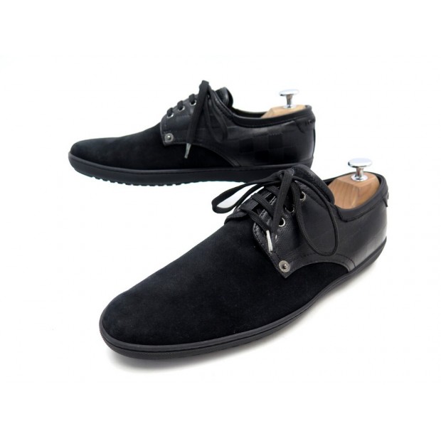 CHAUSSURES LOUIS VUITTON TEAM DERBY 7 41 BASKETS EN CUIR ET DAIM NOIR SHOES 500€