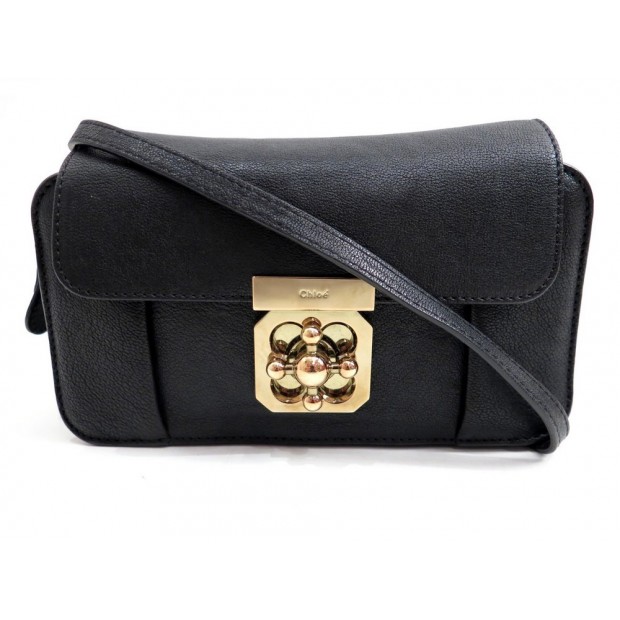 SAC A MAIN CHLOE ELSIE BANDOULIERE 20 CM CUIR NOIR LEATHER HAND BAG CLUTCH 995€