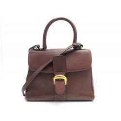 SAC A MAIN DELVAUX LE BRILLANT MM CUIR GRAINE MARRON BANDOULIERE HAND BAG 5000€