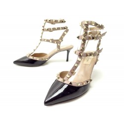 NEUF CHAUSSURES VALENTINO ESCARPINS ROCKSTUD CAGE 37 IT 38 FR CUIR VERNI 750€