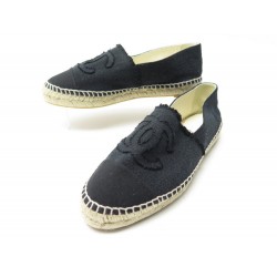 NEUF CHAUSSURES CHANEL ESPADRILLES G29762 41 LOGO CC TOILE NOIR NEW SHOES 690€