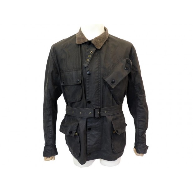 BLOUSON BARBOUR INTERNATIONAL SUIT L 52 VESTE EN COTON HUILE MARRON JACKET 450€