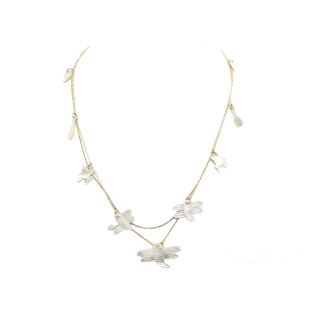 COLLIER SAUTOIR EN OR JAUNE 18K & PAMPILLES CHARMS EN NACRE LONG GOLD NECKLACE