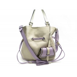 NEUF SAC A MAIN LANCEL PREMIER FLIRT CUIR TAUPE ET VIOLET A10531 HAND BAG 695€