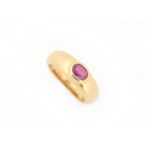 VINTAGE BAGUE CHAUMET JONC EN OR JAUNE 18K ET RUBIS T 49 BIJOU YELLOW GOLD RING